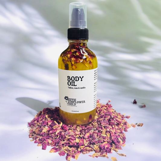 Tallow Body Oil, rose vanilla