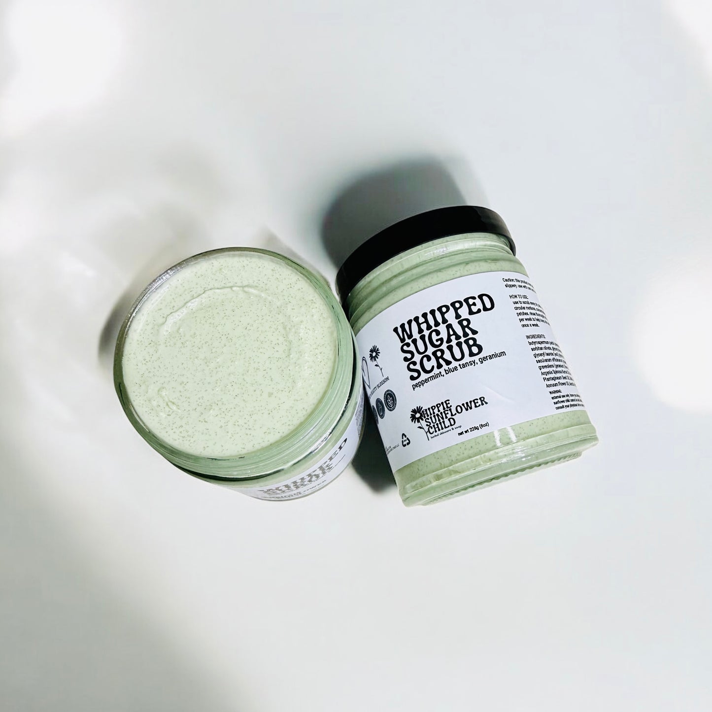 Peppermint Blue Tansy and White Willie Bark Whipped Sugar Scrub